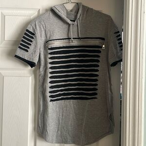 Short Sleeve Edgy Tee w/ Faux Zippered Pocket